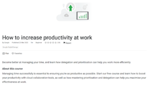 Increase Productivity at Work Free Google Courses